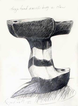 Dog's Head Anvil Buoy with Claw - Graphite 
31" x 25" framed Private Collection

Private collection: Mendicino, CA