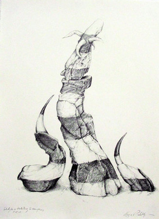"Study for Fool's Buoy with Claws" graphite. 30" x 22.5", 2014.