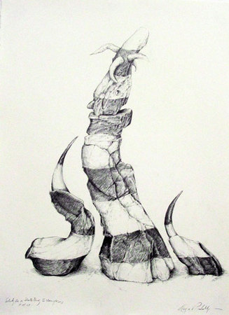 "Study for Fool's Buoy with Claws" graphite. 30" x 22.5", 2014.A4P