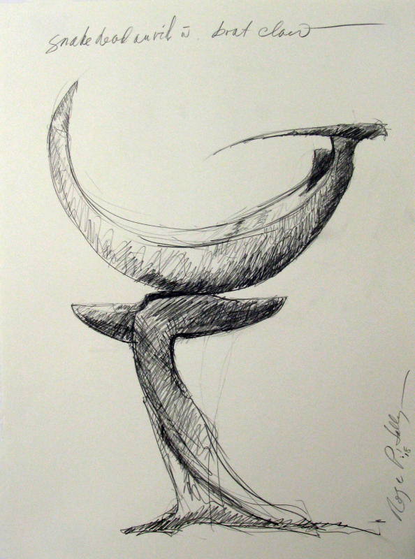 "Snake heaad anvil with Boat Claw" - 30" x 22 " 2018 Graphite.
A4P