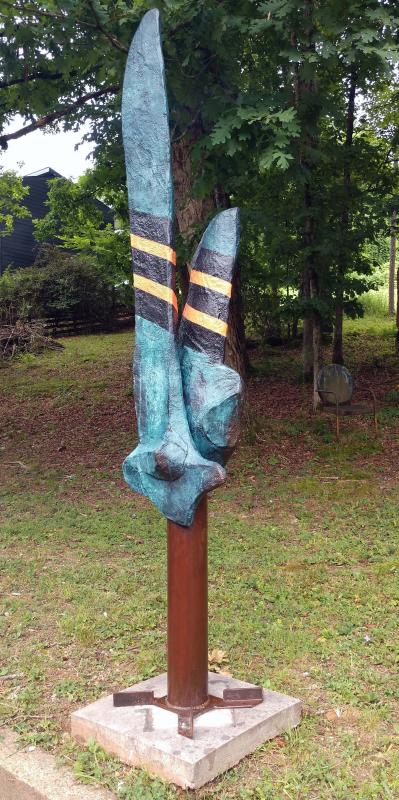 "Between The Lies" - 104" x 22" x 22"
Welded and rusted steel, Portland concrete products, acrylic paint, clear sealer. 2019 Private Collection - Charleston, SC.