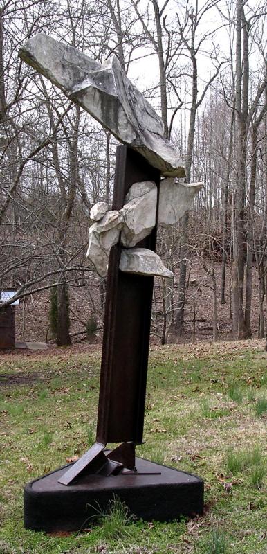 " Cu Cul;hain" - Steel, concrete, stains. 1997, In the collection of  Dr.James B. Congleton III Sculpture Collection, Craven Communuty College, New Bern, NC 