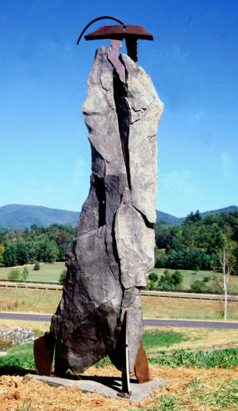 "Pretending To Know" - 98" x37" x 28" Steel, concrete, stains.  1987 In the collection of the Center for Advancement of Teaching, Culowhee, NC