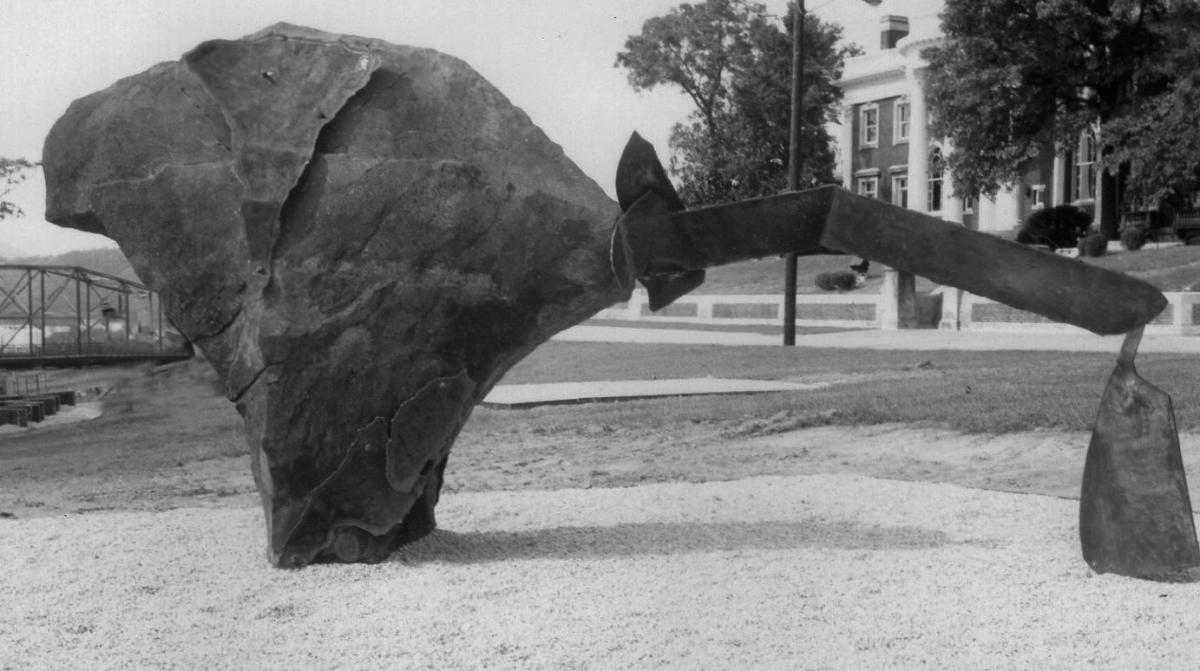 "Nexus" - Steel, concrete, stains. 1983. Part of a NEA sponsored exhibtion touring southern museums.  Sculpture no longer in existence