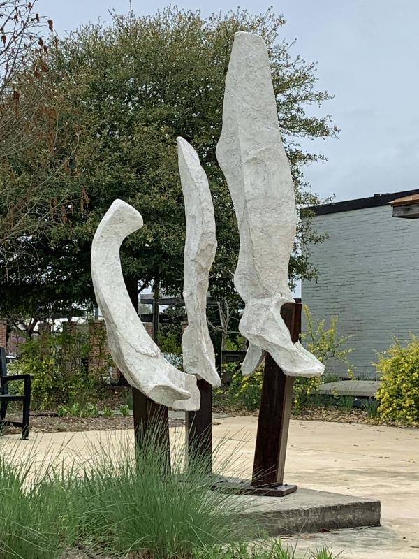 "Three Graces" -  110" x 56" x 53" Welded and rusted steel, Portland concrete products, Penetrol on steel, clear coat on concrete surface., 2021, A4P