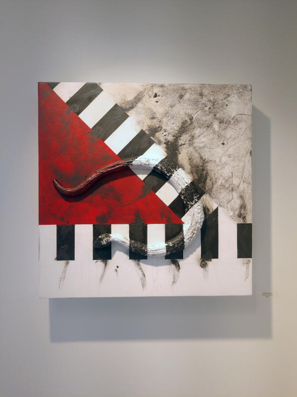 "Crossing Guard II" -  24" x 23,75" x 4.75"
Polystyrene, Portland concrete products, paint on wood panel. 2021. A4P