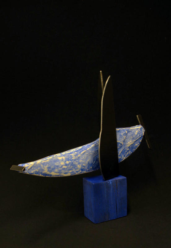 Blue Boundary Buster II - 21.5" x 23.5" x4.5" Steel. wood, Portland concrete products 'sealer. 2021.
A4P