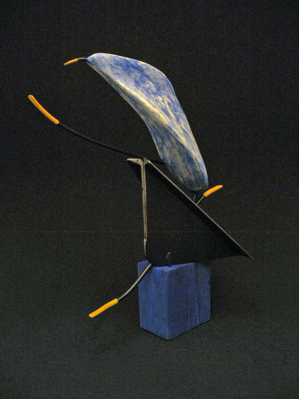 Blue Boundary Buster I - 22.5" x 18" x 9.75"  Steel. wood, Portland concrete products, stain, paint, sealer. 2021

