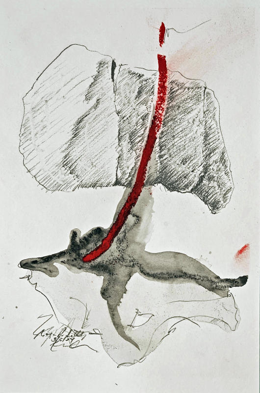 Redline II - 9" x 6' -  Mixed media on paper. 2024
Private collection - Lake City, SC,