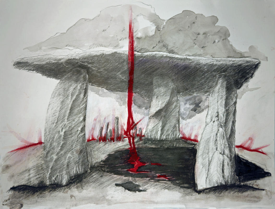 Redline VII - 18" x24" - Mixed media on paper. 2024 
A4P