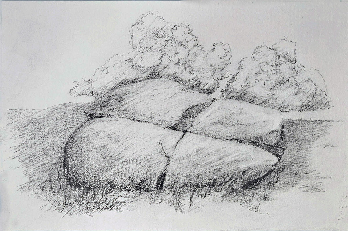 Reflection Riding - 2/16/24 - 11" x 14" Pencil on Hemp rag paper. 2023A4P