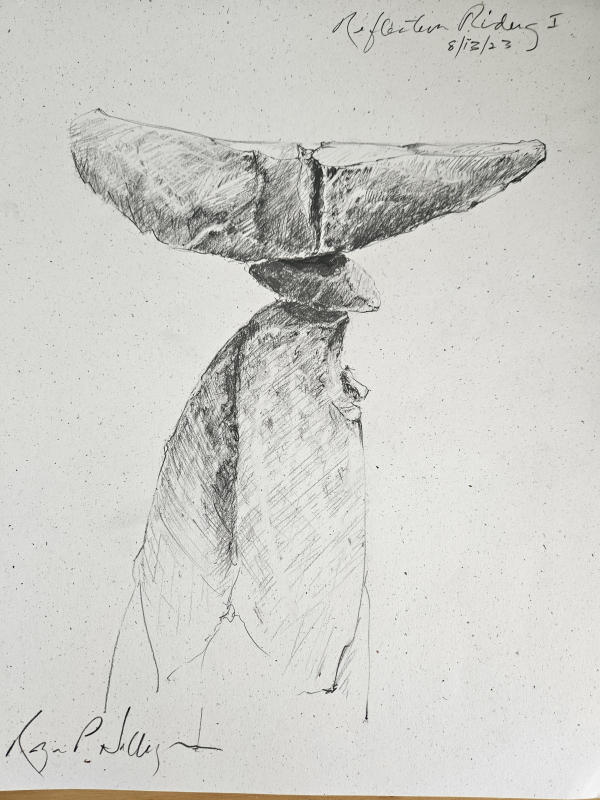 Reflection Riding I - 14" x 11" Pencil on Hemp rag paper. 2023A4P