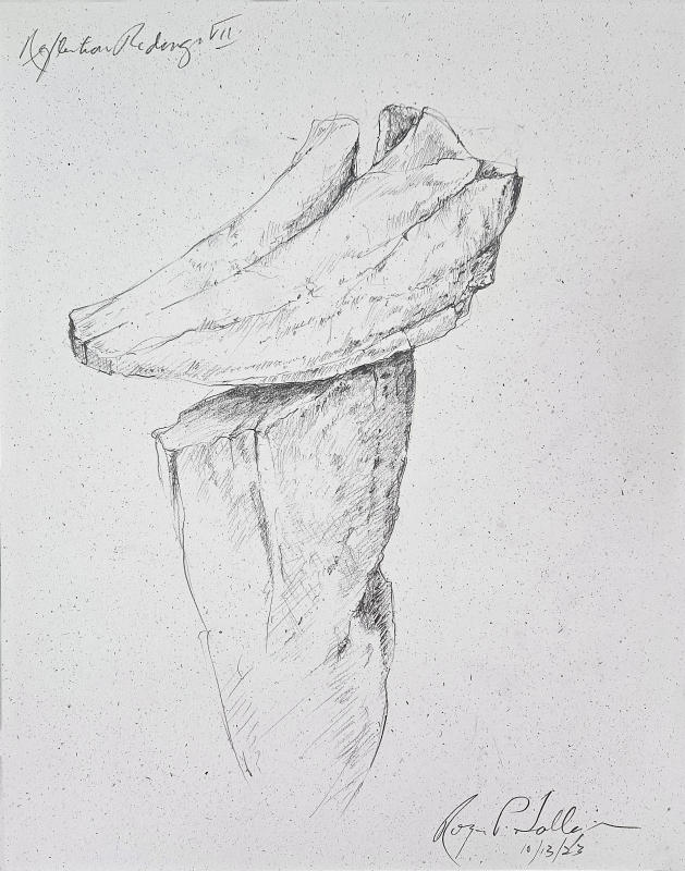 Reflection Riding 10/13/23 - 14" x 11" Pencil on Hemp rag paper. 2023A4P
