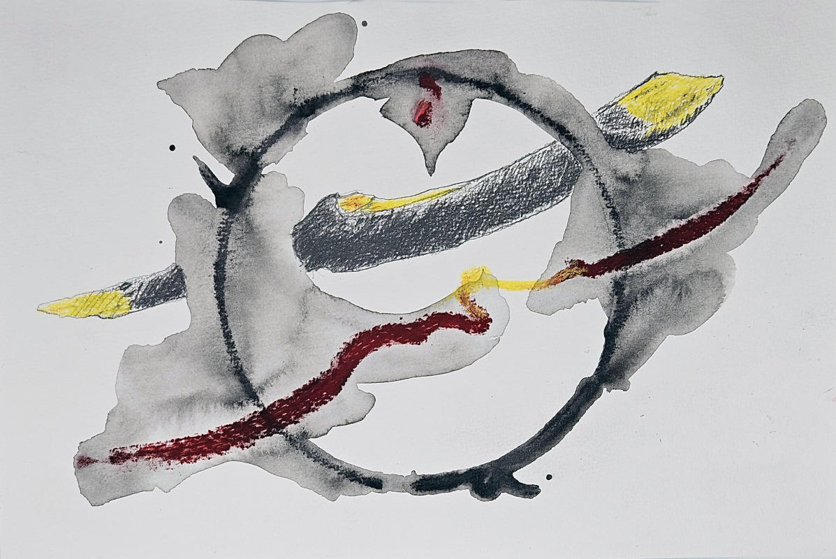 Redline XII- 6" x 9" Mixed media on paper. A4P