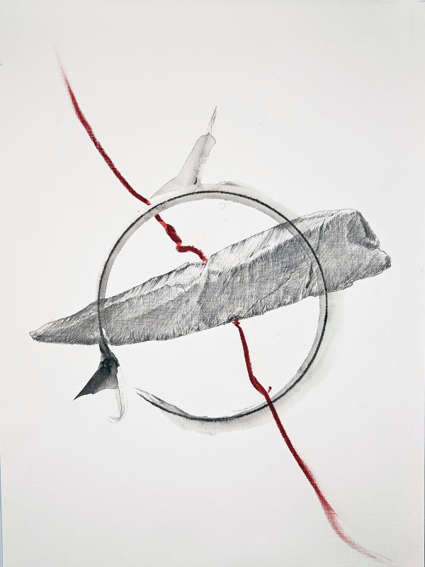 Redline IX - 24" x 18" Mixed media on Strathmore Acrylic sheets. 2024 Private collection: Hendersonville, NC