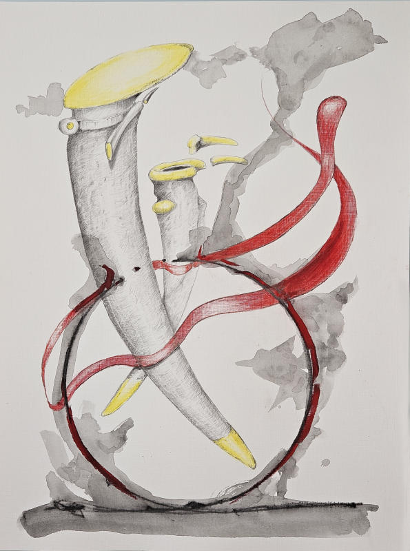 Redline XV - 24" x 18"   Mixed media on Strathmore Acrylic sheets. 2024 Private Collection, Mt. Dora, FL.