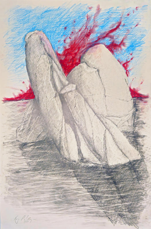 Redline XVIII - 225" x 35" Mechanical pencil on off white paper. 2024. A4P