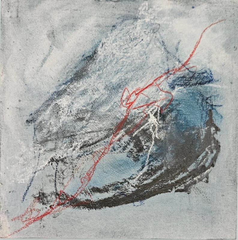 Redline XIX - 6" x 6" - Mixed media on wood panel. 2025
A4P