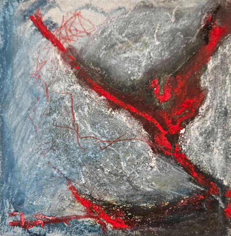 Redline XXI - 6" x 6" - Mixed media on wood panel. 2025
A4P