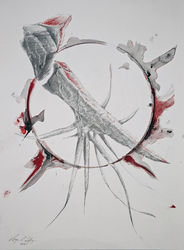 Redlilne XXIII - 24" x 18"   Mixed media on Strathmore Acrylic sheets. A4P