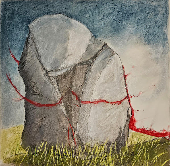 Redline XXIII - Image size 32" x 32" Mixed media on rag paper. 2025 A4P