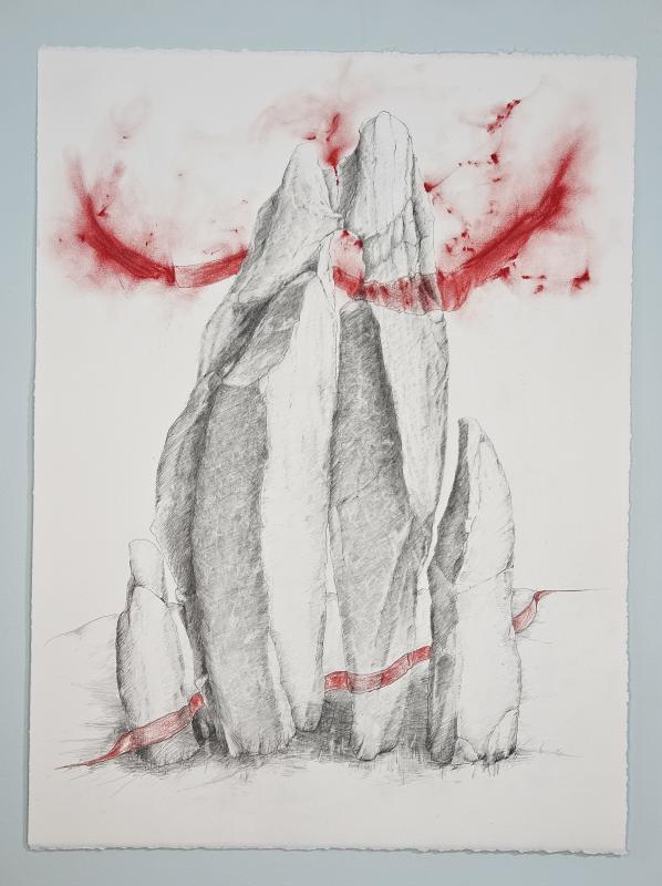 Redline XVI - Mixed media on Reves BFK rag paper. 26.25 x 19.75". 2024 
A4P