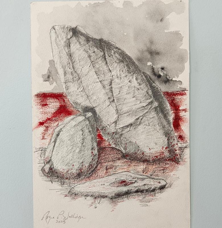 Redline XIV - Mixed media on rag paper. 15" x 10".
2025
A4P