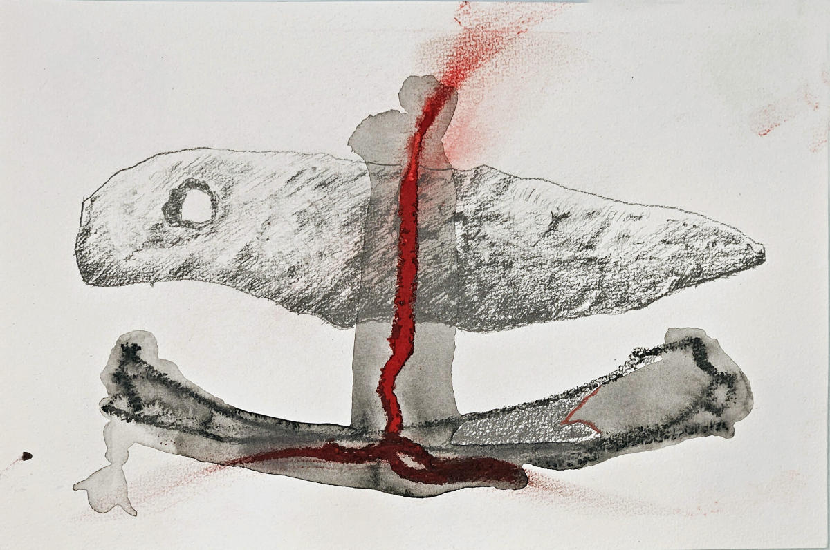 Redline I - Mixed media on rag paper 6" x 9".
 2024
A4P