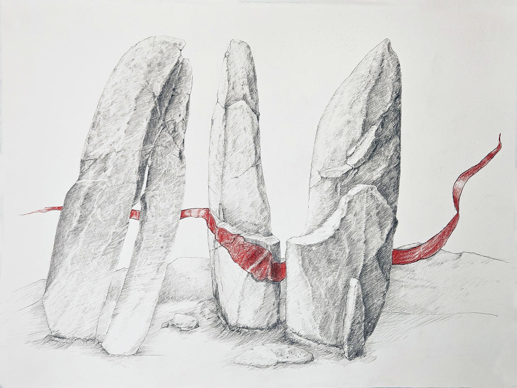 Redline XI - Mixed media on Reves BFK rag paper. 26.25 x 19.75". 2024 
A4P