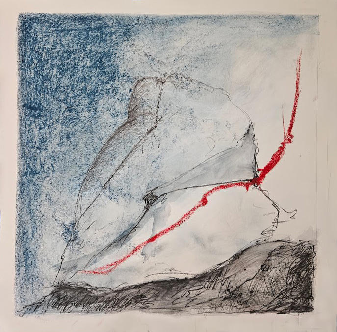 Redline XXVIV - - Mixed media on rag paper. 36" x 36" 2025
A4P