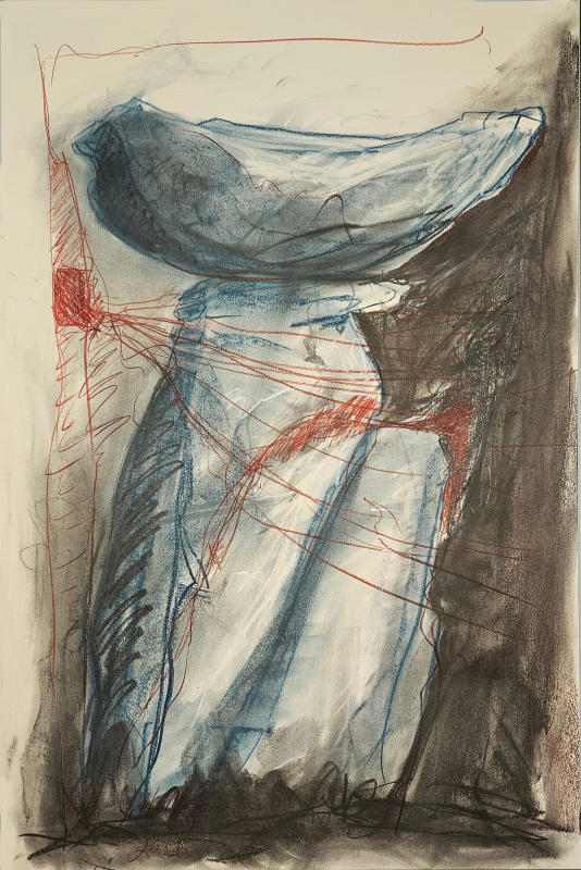 Redline XXVI - Mixed media on rag paper. 35" x 23". 2025
 A4P