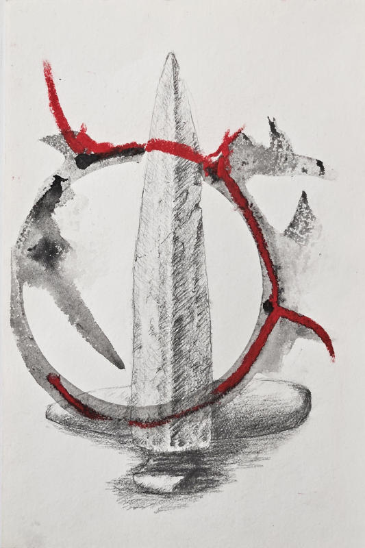 Redline XIII - Mixed media on rag paper 9" x 6"
 2024
A4P
