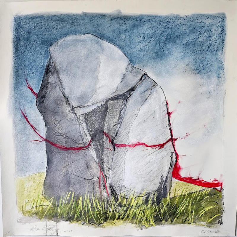 Redline XXXIII - Mixed media on rag paper. 36" x 36" 2025
A4P
