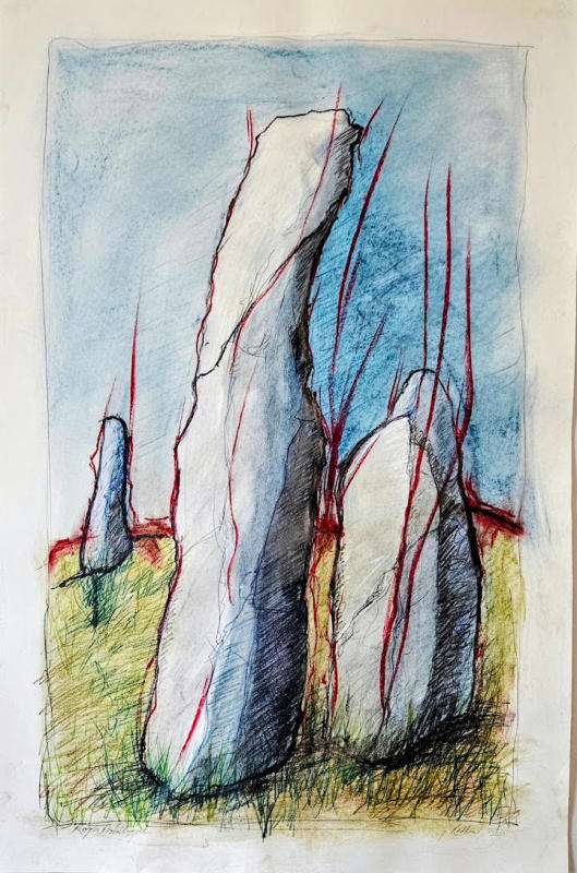 Redline XXXIII - Mixed media 
on rag paper 35" x 23". 2025
A4P 