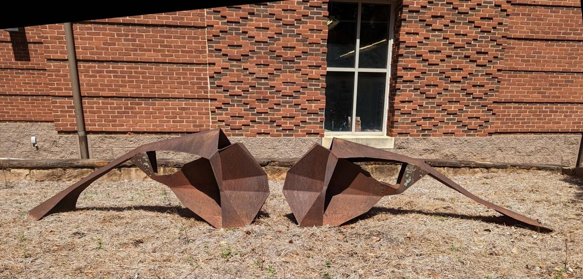 Untitled - Welded & rusted steel. Approx.. 3' x 2' x 14' long. 1976. Collection of Lyndon House Gallery, Athens, GA.
 
