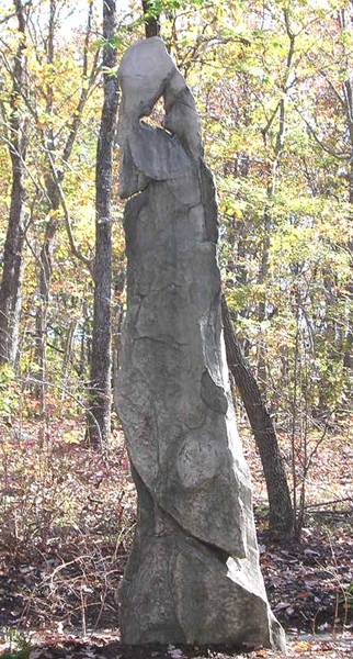 "Stone That Stands In An Empty Sky" - 12' x3' x1.5'  Steel, concrete, stains. 1997 Commisioned for the North Carolina Zooligical Park