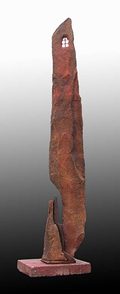 "Double Cross" - 96" x 21" x 21" - Steel, concrete, stains. 2003